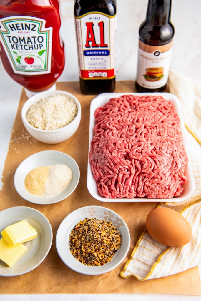 Ingredients arranged on a wooden cutting board.