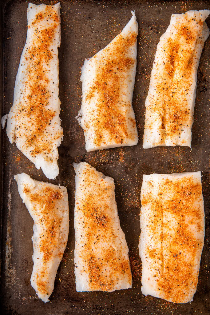 Seasoned fish filets. 