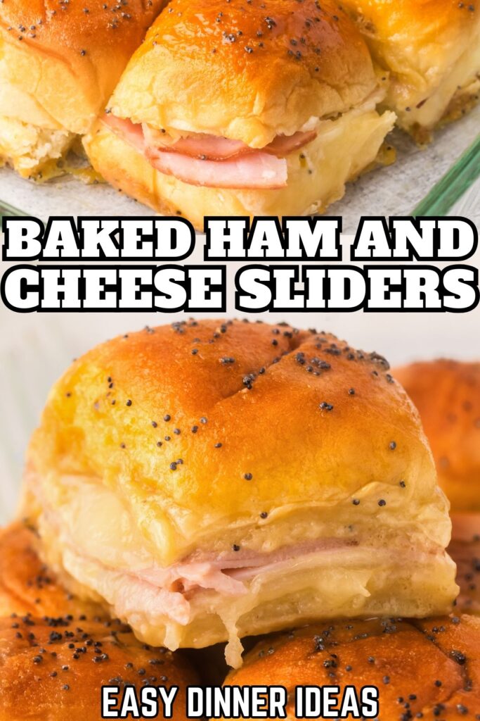 Baked ham and cheese sliders are fully cooked and ready to serve.