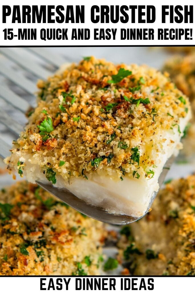 Easy parmesan crusted cod is topped with fresh herbs.