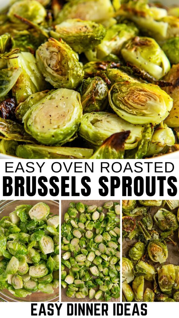 Fresh green sprouts are cut in half, seasoned, and baked to perfection on a baking sheet.