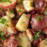 German potato salad with bacon and herbs.