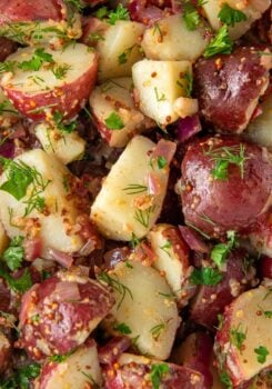 German potato salad with bacon and herbs.