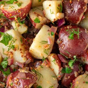 German potato salad with bacon and herbs.